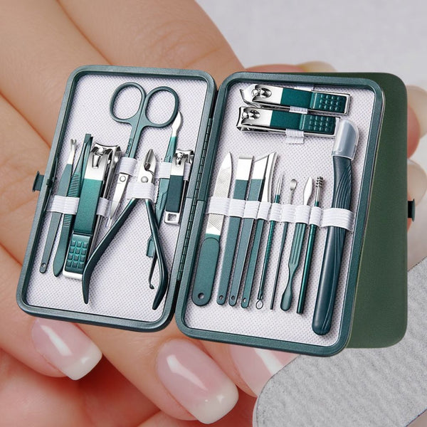 7–18 Pcs Stainless Steel Manicure Set with Case - ABC GOO