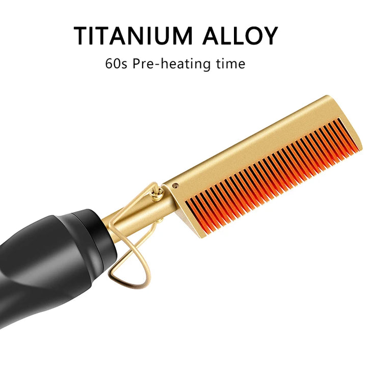 2-in-1 Electric Hot Comb – Hair Straightener & Curler - ABC GOO