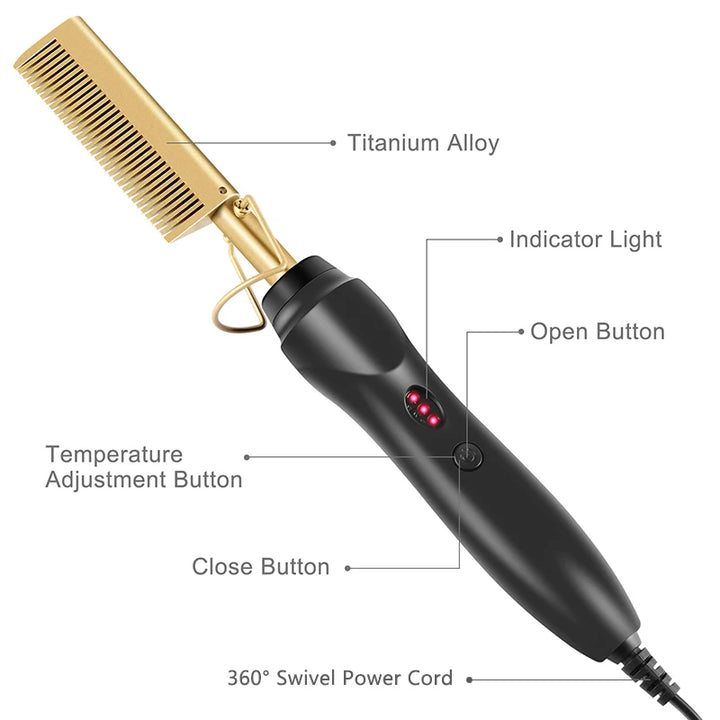 2-in-1 Electric Hot Comb – Hair Straightener & Curler - ABC GOO