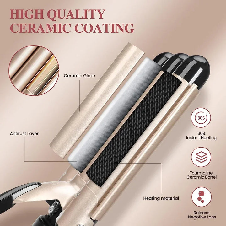 Curling Iron Wand With Lcd Temperature Display - ABC GOO