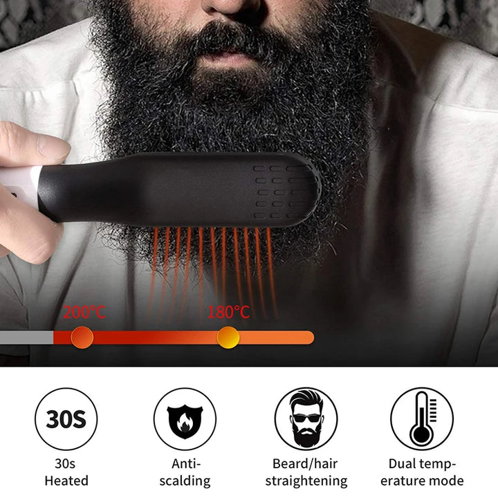 Electric Negative Ion Hot Comb - Beard Hair Straightening Brush - ABC GOO