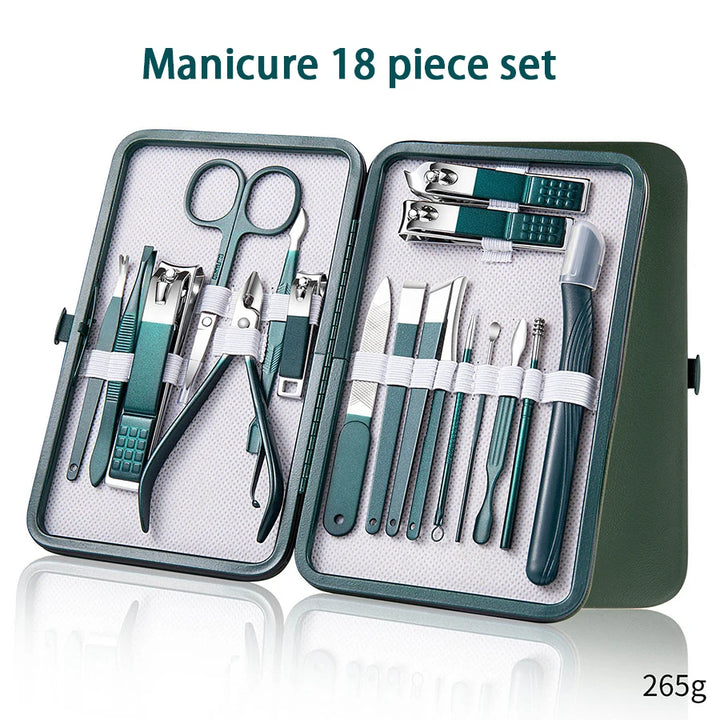 7–18 Pcs Stainless Steel Manicure Set with Case - ABC GOO