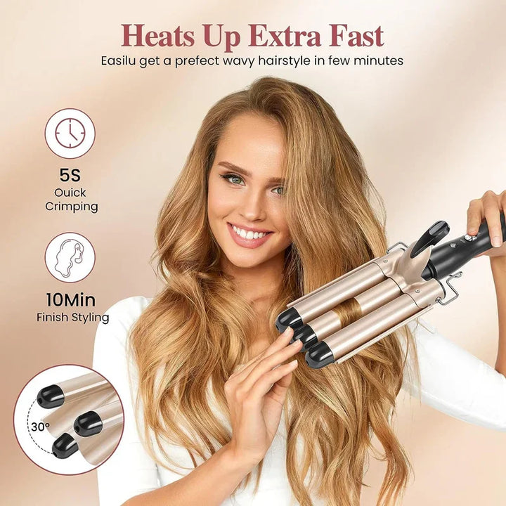 Curling Iron Wand With Lcd Temperature Display - ABC GOO