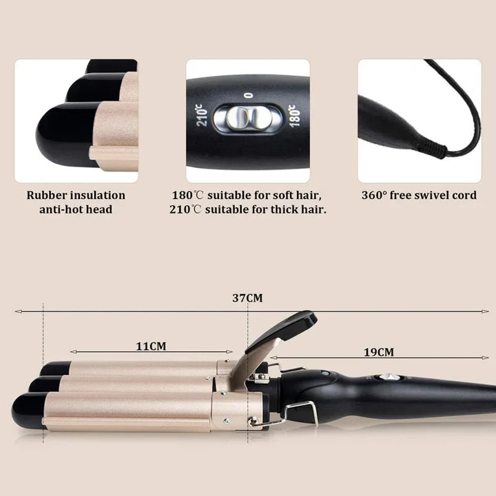 Curling Iron Wand With Lcd Temperature Display - ABC GOO
